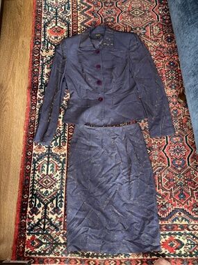 Vintage Banu Paris Purple and Gold Skirt Suit